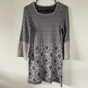Gudrun Sjoden Gray Black Geometric Print Cotton Knit Sweater Dress (S)